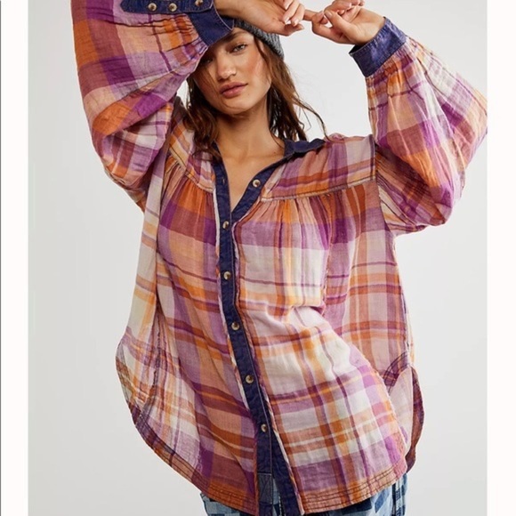 We The Free Tops - We The Free Olivia Plaid Top Size S NWT